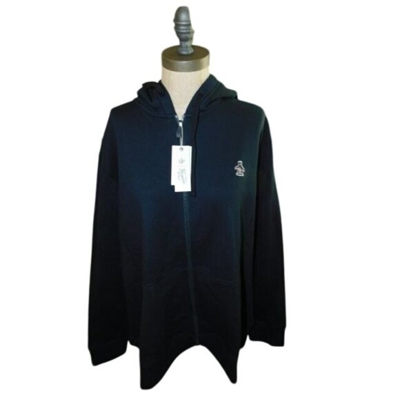 Penguin Size M Medium Black Full Zip Hoodie Golf Sweatshirt Jacket NWT - Picture 1 of 2